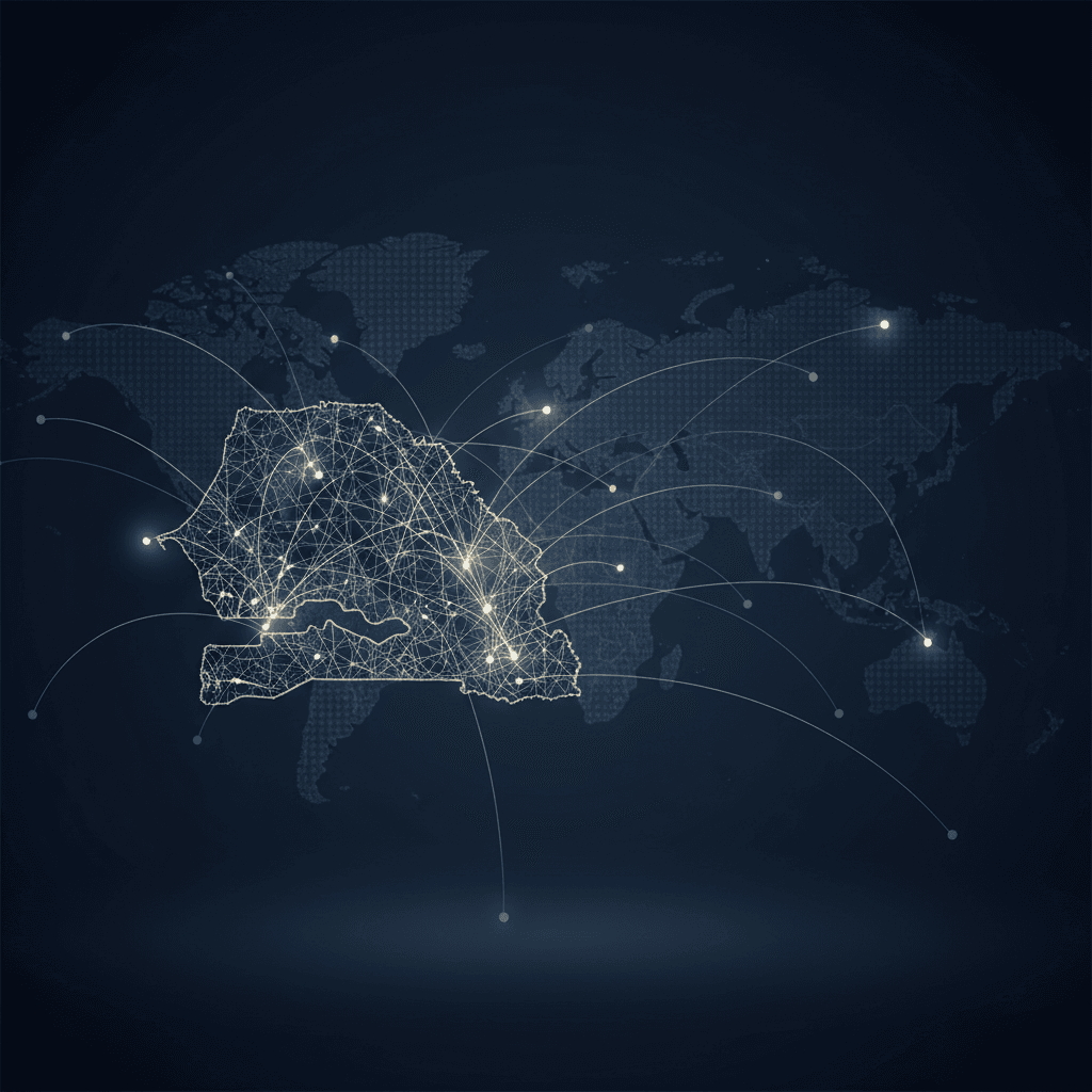 Carte du Sénégal avec connexions territoriales et internationales